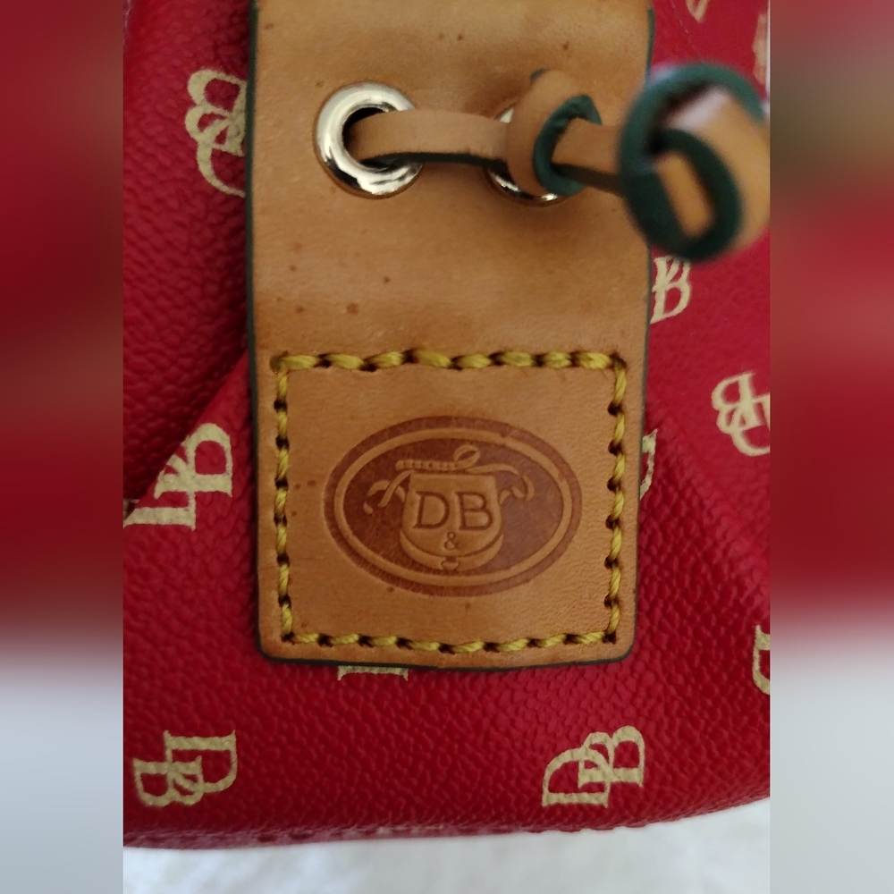 Dooney & Burke Red Signature Coated Canvas with Leather Handles and Trim. - Picture 6 of 15